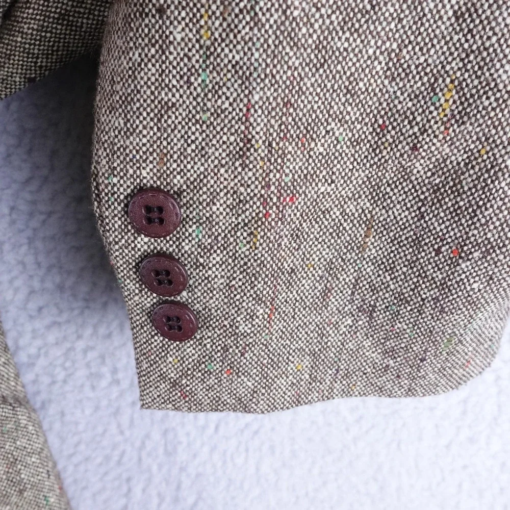 Alamo Moda Hombre Mens 42R Western Tweed‎ Blazer Brown Faux Leather Yoke Elbows